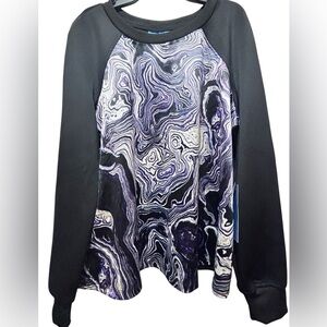 NWT: Simply Vera Vera Wang Black and Purple Swirl Sweatshirt Size XL